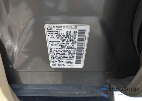 2006 Nissan Murano Sl from USA, damaged, VIN JN8AZ08W66W501231